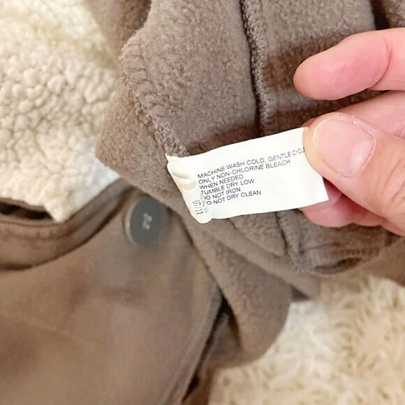 Gap Faux Sherpa Collar Aviator Pilot Biker Moto Double Breasted Button Jacket - Picture 15 of 16